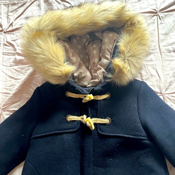 ZARA coat with fur lined hood. size 2/3 toddler girls. - Picture 2 of 6